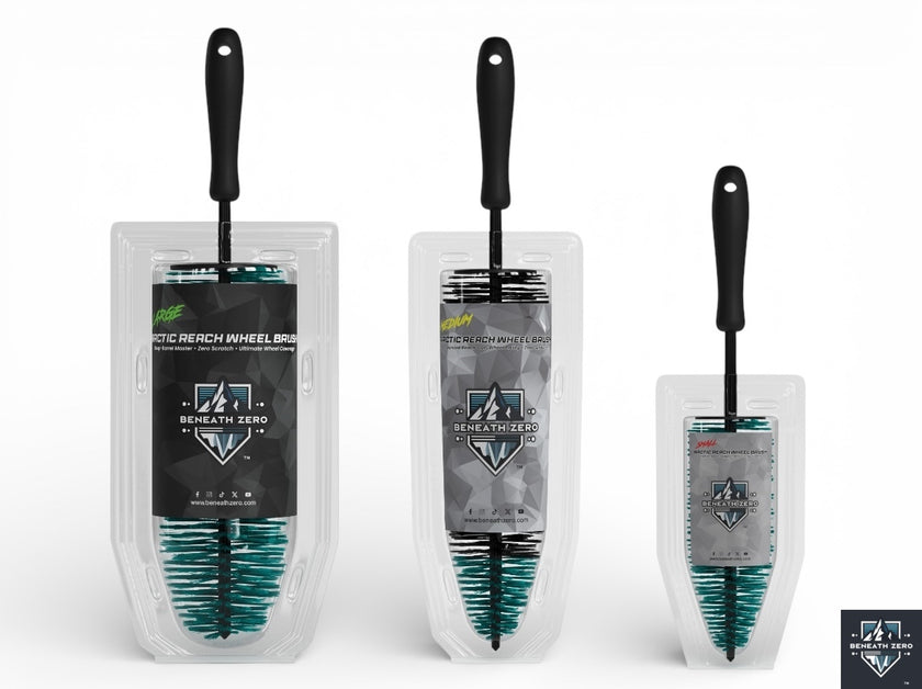 Three wheel brushes in packaging with visible branding on a white background