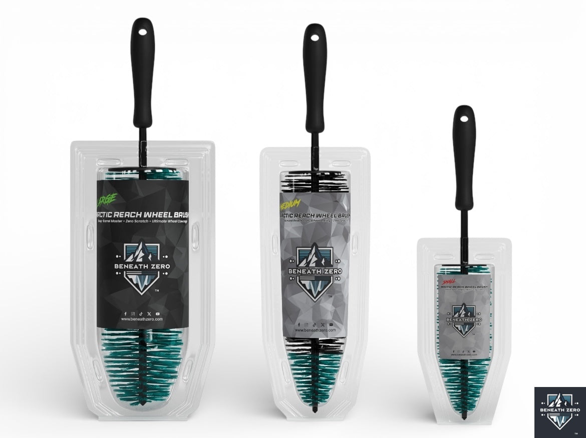 Three wheel brushes in packaging with visible branding on a white background