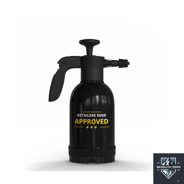 Beneath Zero 2L detailing sprayer with Detailers Edge Approved branding