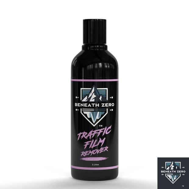 Beneath Zero Aggressive Traffic Film Remover 1L – professional-strength car pre-wash and alkaline cleaner for heavy road grime, grease and dirt
