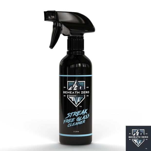 Beneath Zero Streak-Free Glass Cleaner 1L – professional car window cleaner for crystal-clear, smear-free windscreens, mirrors and automotive glass