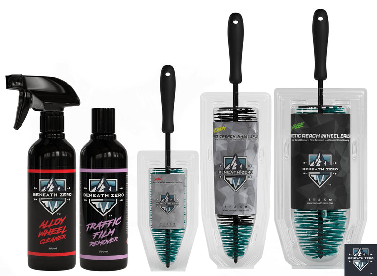 Wheel Cleaning Brushes and Liquid