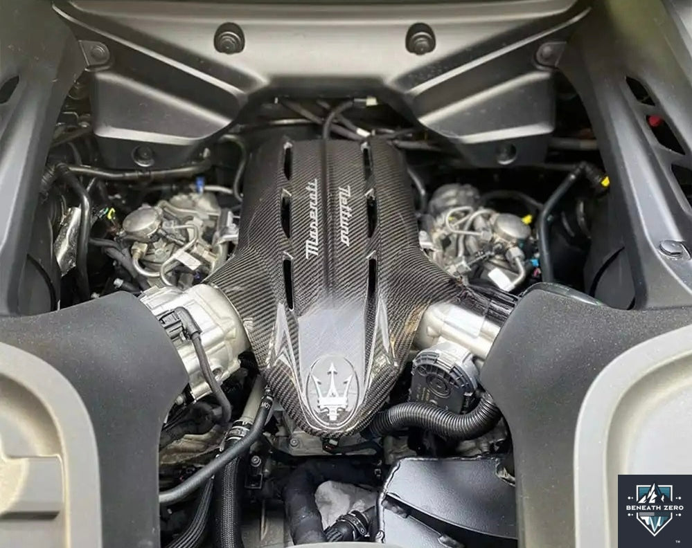 Carbon Fiber Engine Cover Plate - Maserati MC20 2022- - Beneath Zero
