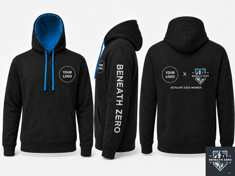 Personalised car detailing work hoodie with custom business logo
