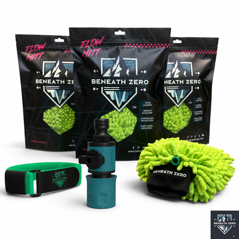 Prevent Swirl Marks and Water Spots with Flow Mitt with On Off Water Control 